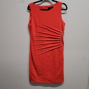 Ivanka Trump Women Orange Coral Sunburst Pleated Sheath Dress Size 12